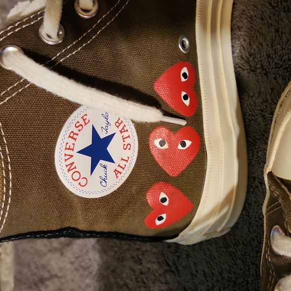 COMME DES GARCONS HIGH TOP UNISEX CONVERSE TENNIS SHOES - Picture 3 of 11